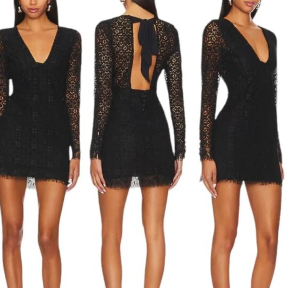 Free People Turn Back Time Black Min Lace Dress Sz 0 - Picture 1 of 7